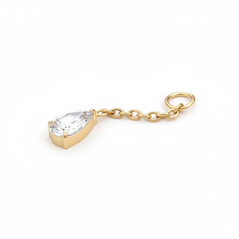 Pakabukas su lašo formos akute