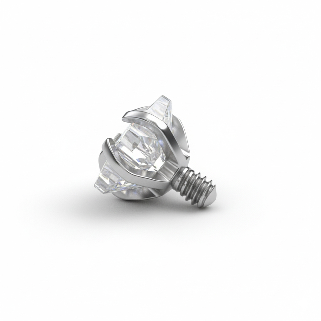 Titano poodinio auskaro viršutinė dalis su žvaigžde ir akute