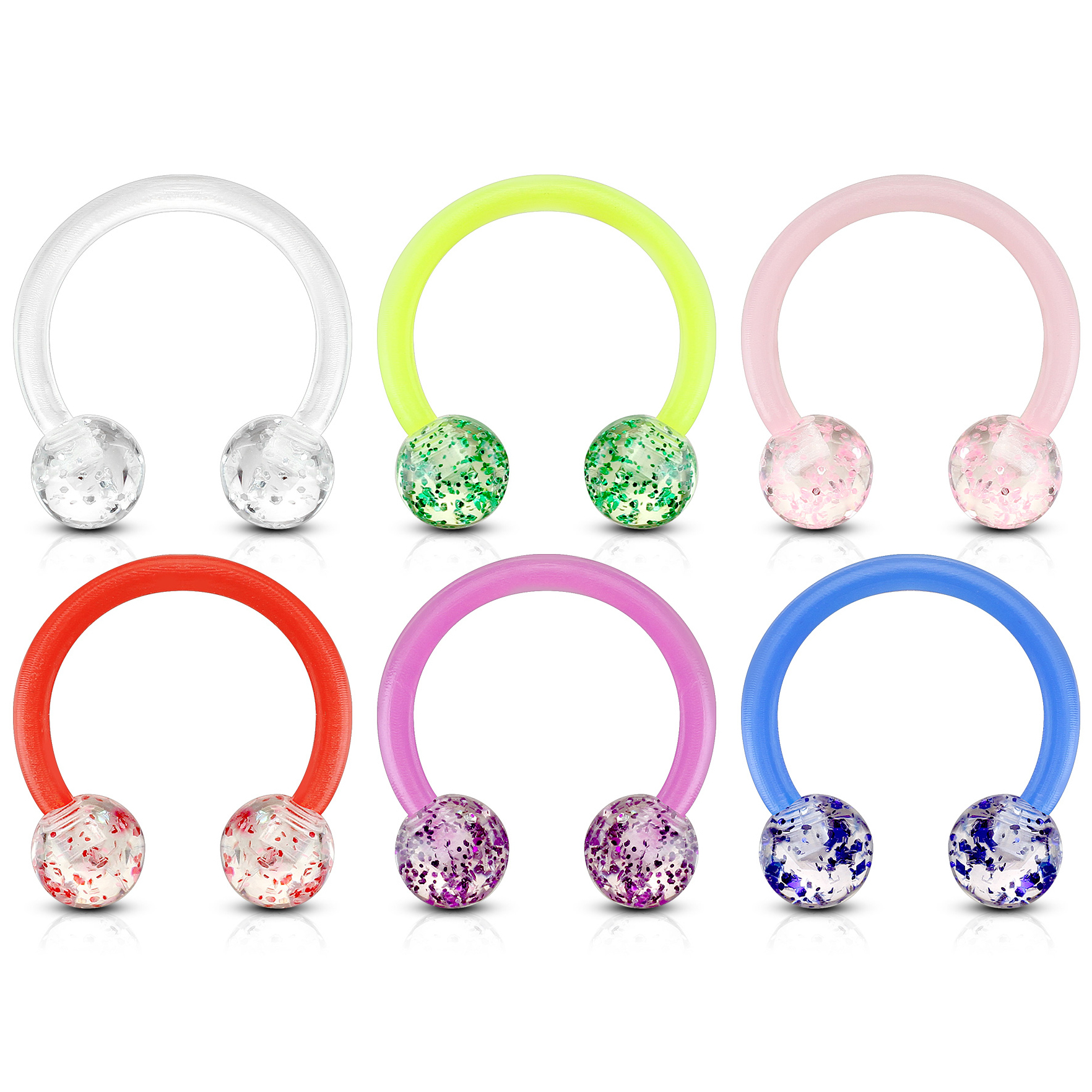 Pasagos formos auskaras iš akrilo su blizgančiais rutuliukais