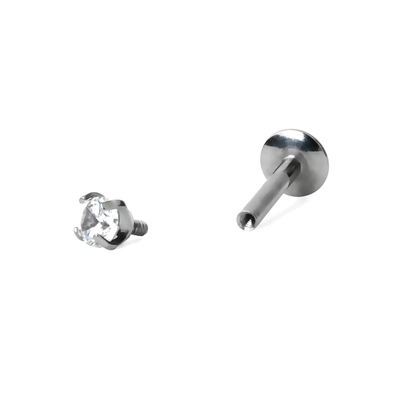 Labret auskaras iš titano su įvairių formų akmenėliais