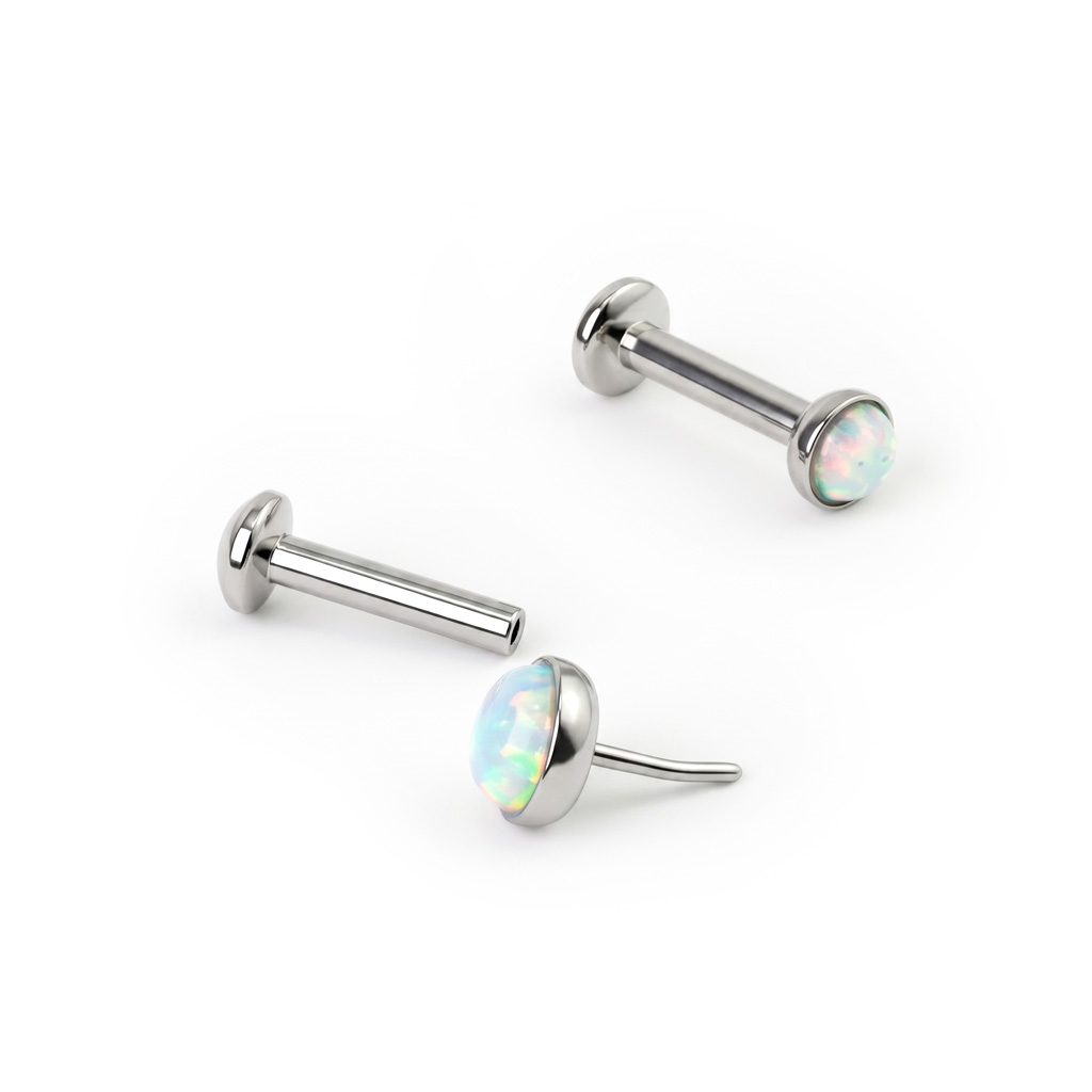 Įstumiamas labret auskaras su opalu