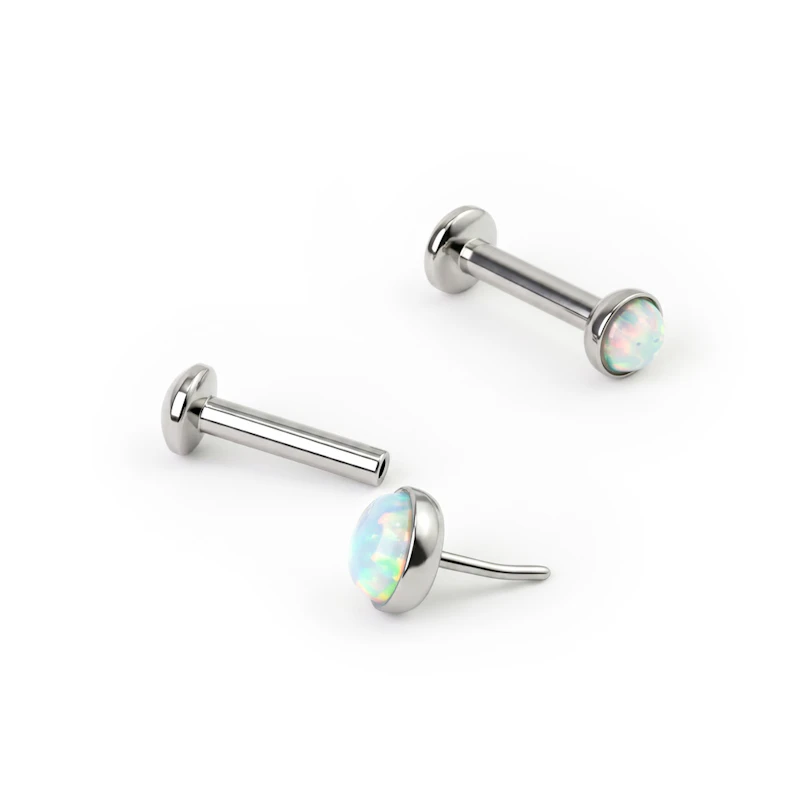 Įstumiamas labret auskaras su opalu