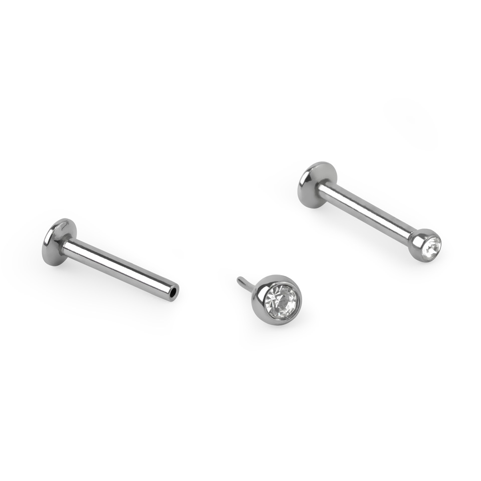 Įstumiamas labret auskaras su akmenėliu