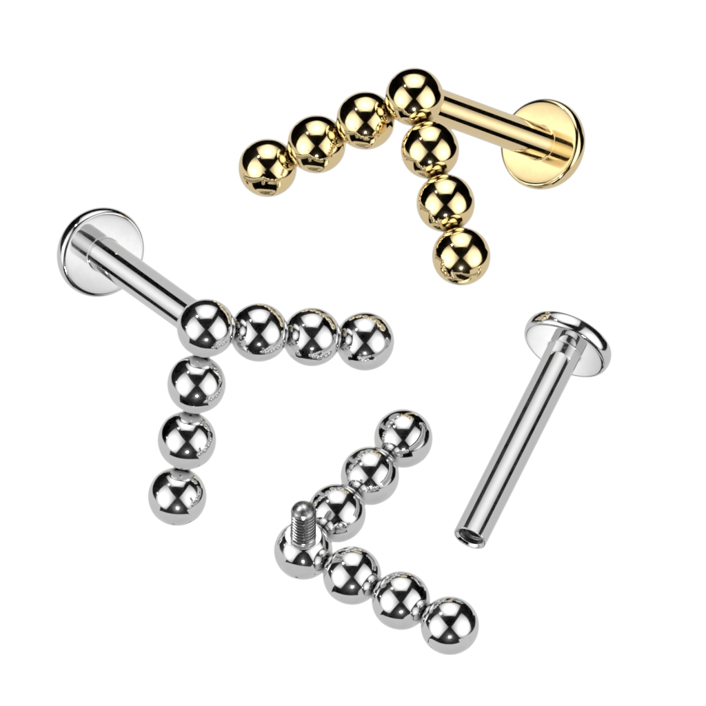 Labret auskaras su V-formos rutuliukų dizainu