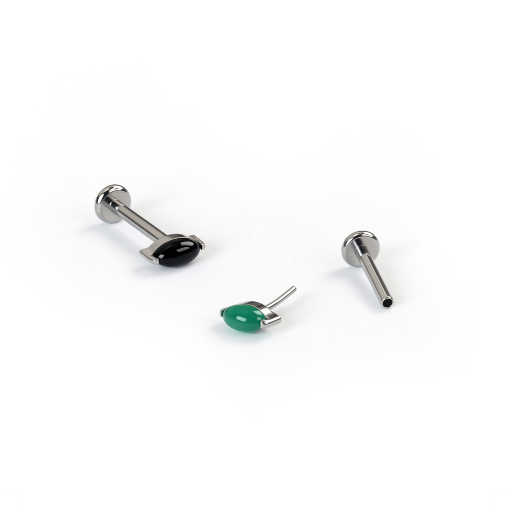 Titanium labret with natural stone