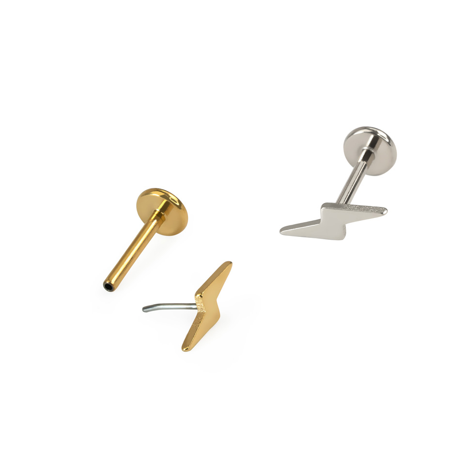 Žaibo formos labret auskaras iš titano