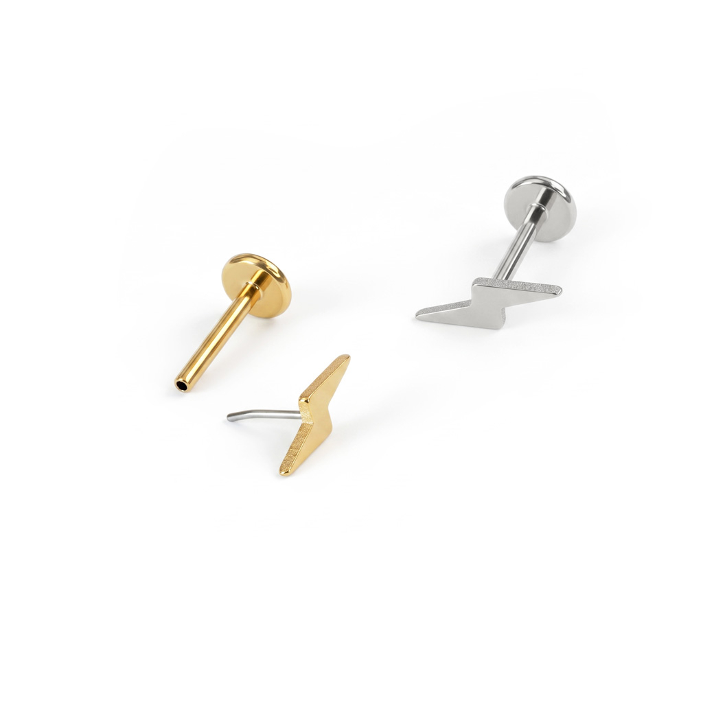 Žaibo formos labret auskaras iš titano