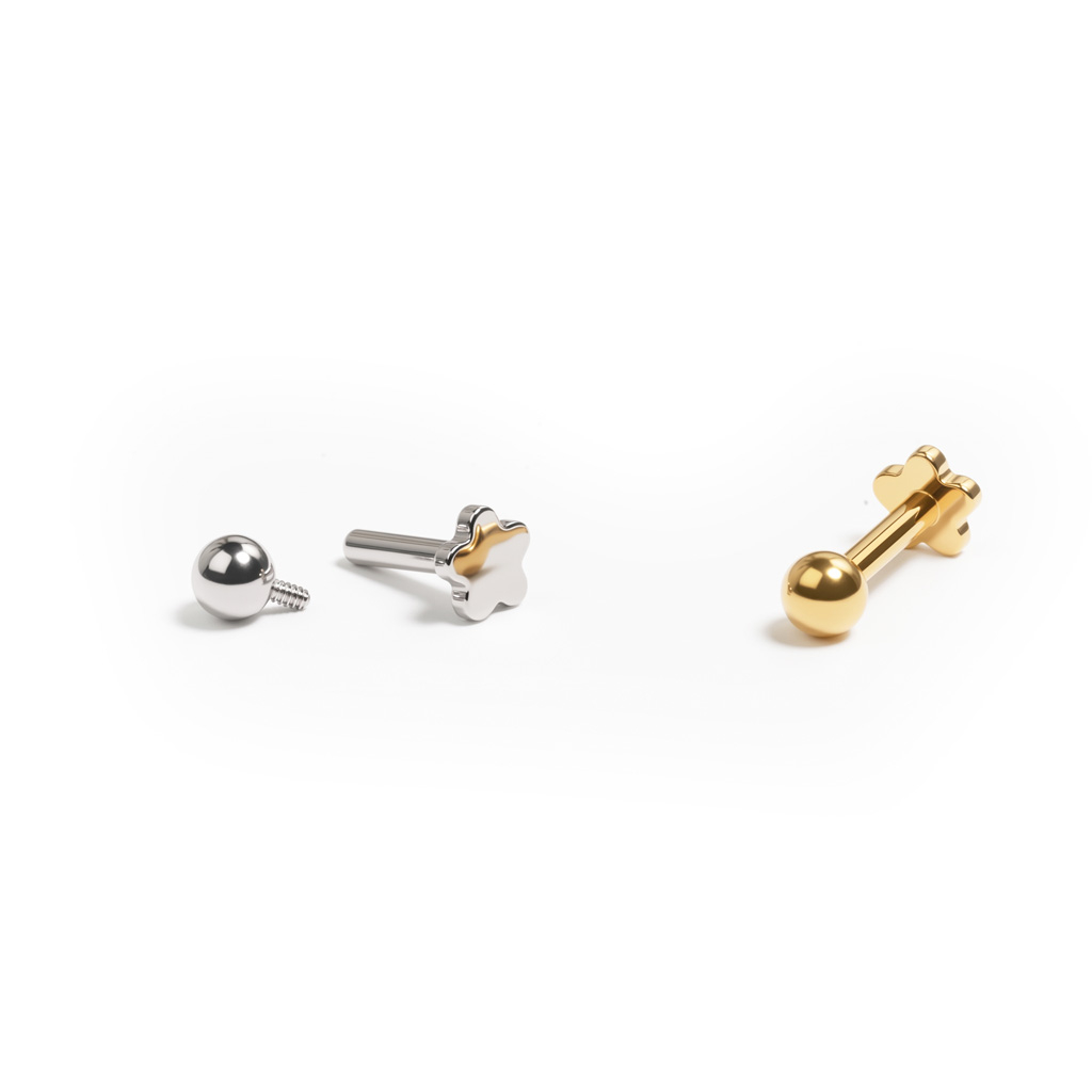 Titano labret su gėlyte
