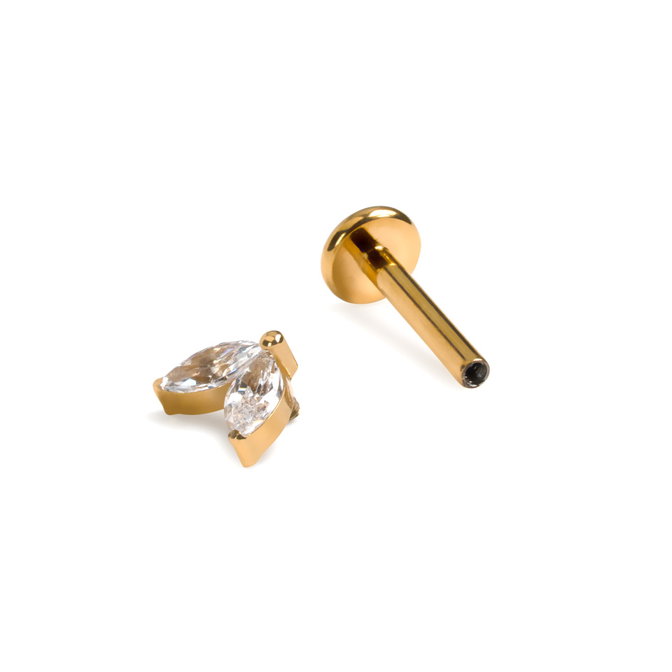 Titano labret su dvigubais akmenukais