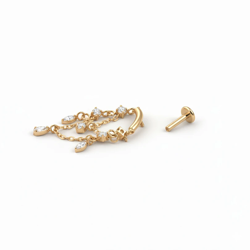 Titano labret su pakabukais