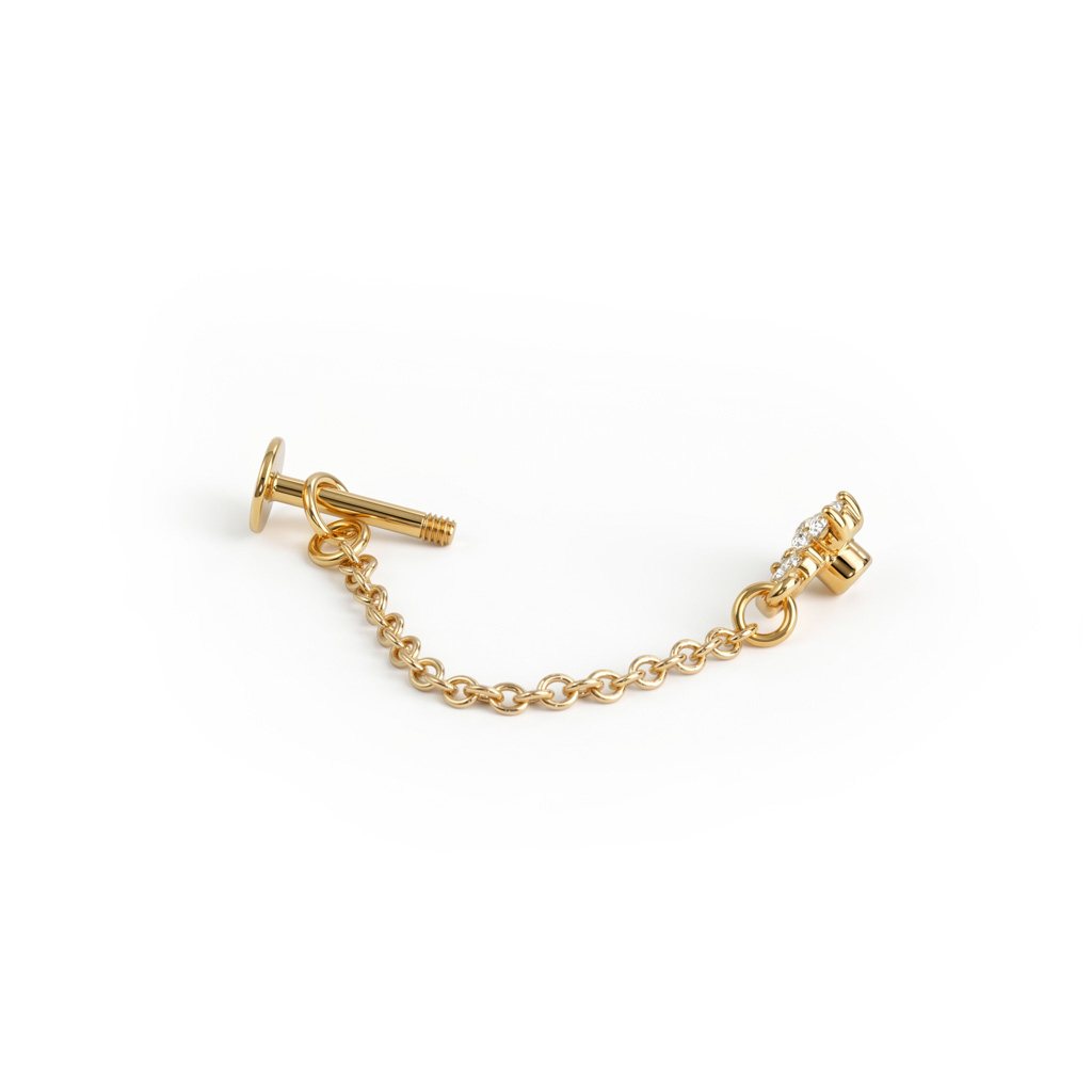 Labret su gėlyte ir grandinėle