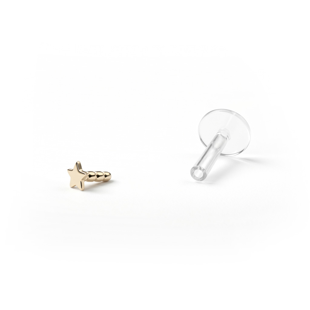 Labret auskaras su 14k aukso žvaigždute