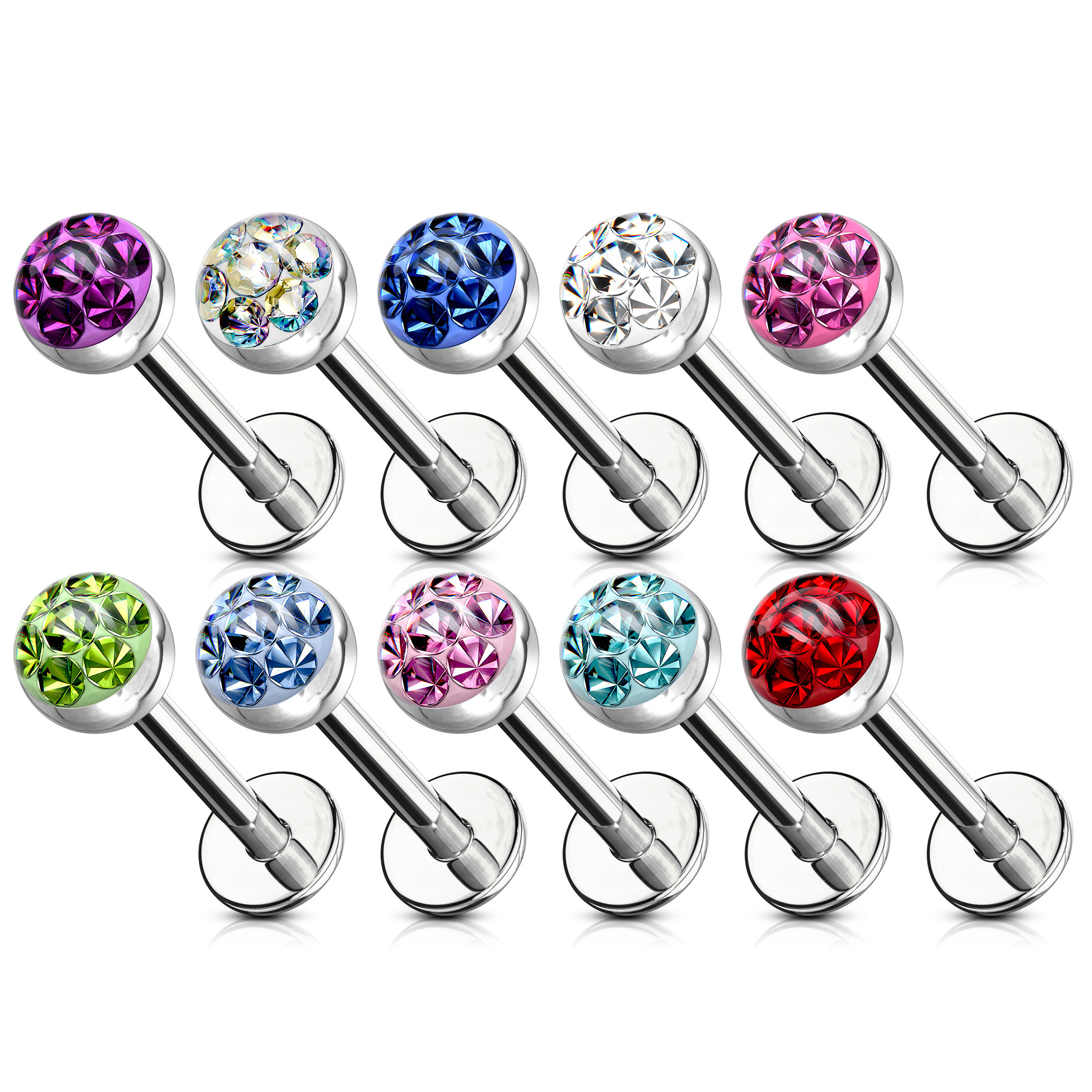 Labret auskaras su kristalais