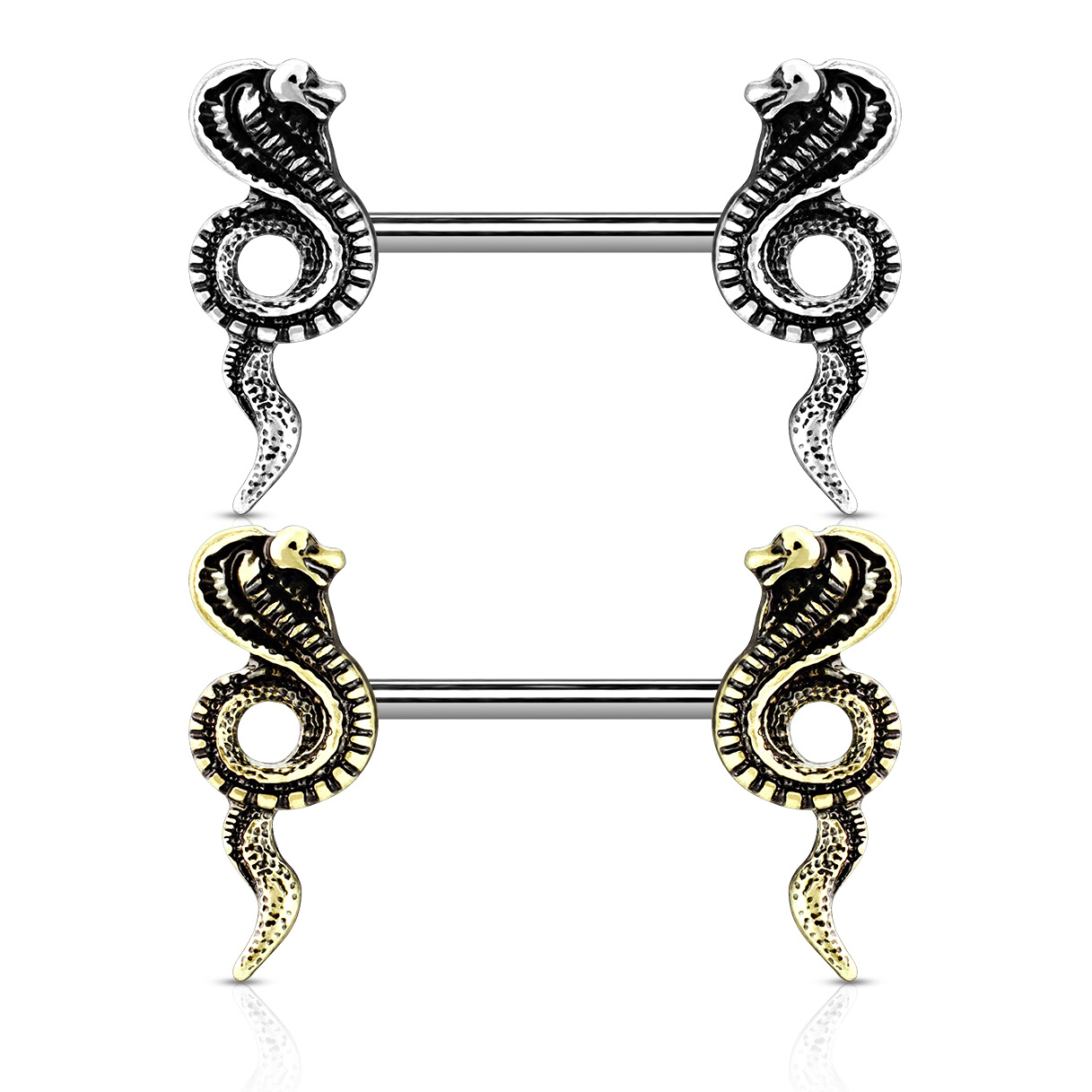 Auskaras į spenelį su kobromis