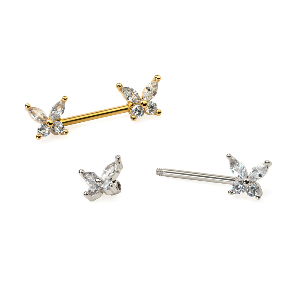 Auskaras į spenelį su drugeliais