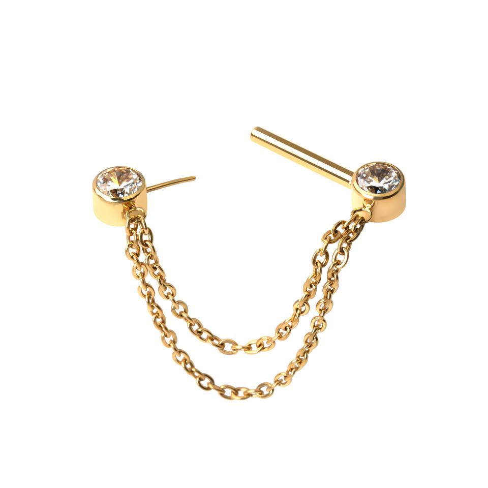 Auskaras į spenelį su grandinėlėmis iš titano