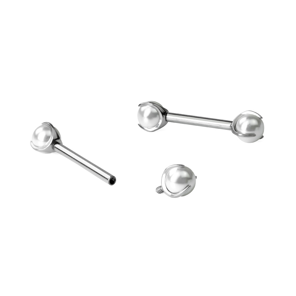 Titanium nipple barbell with pearls