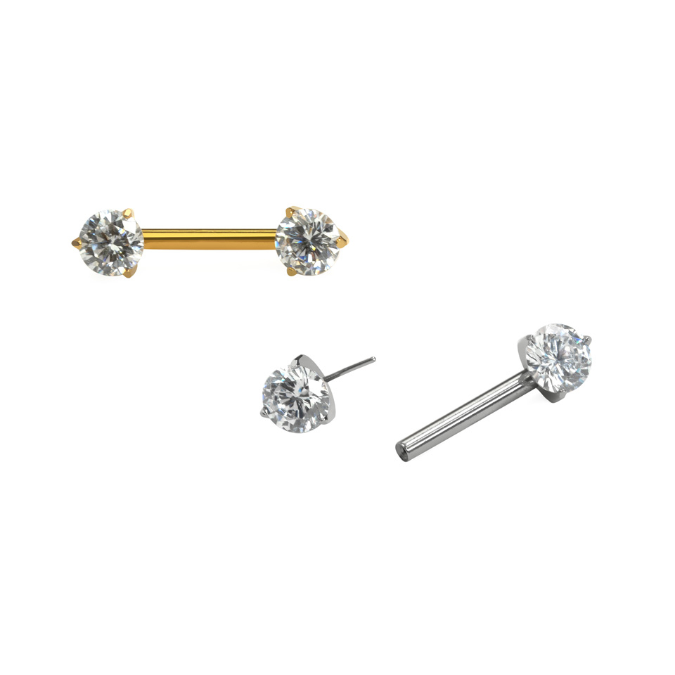 Titano auskaras į spenelį su kristalais