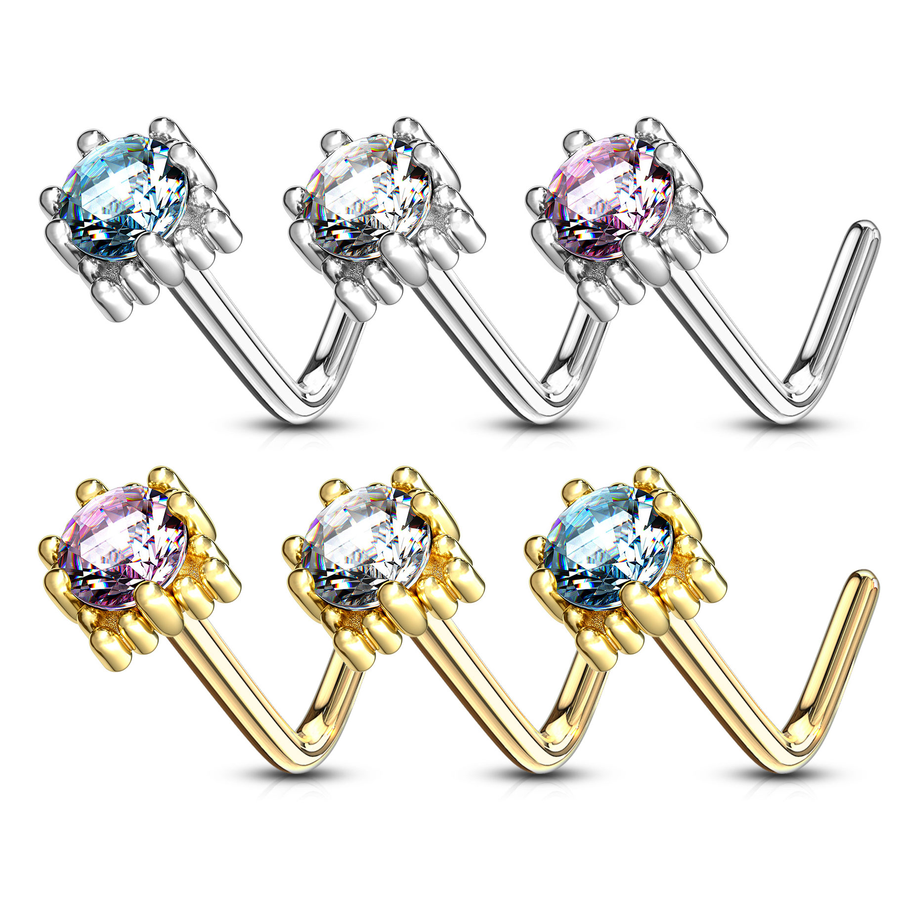 Auskaras į nosį iš 14k aukso su akmenuku