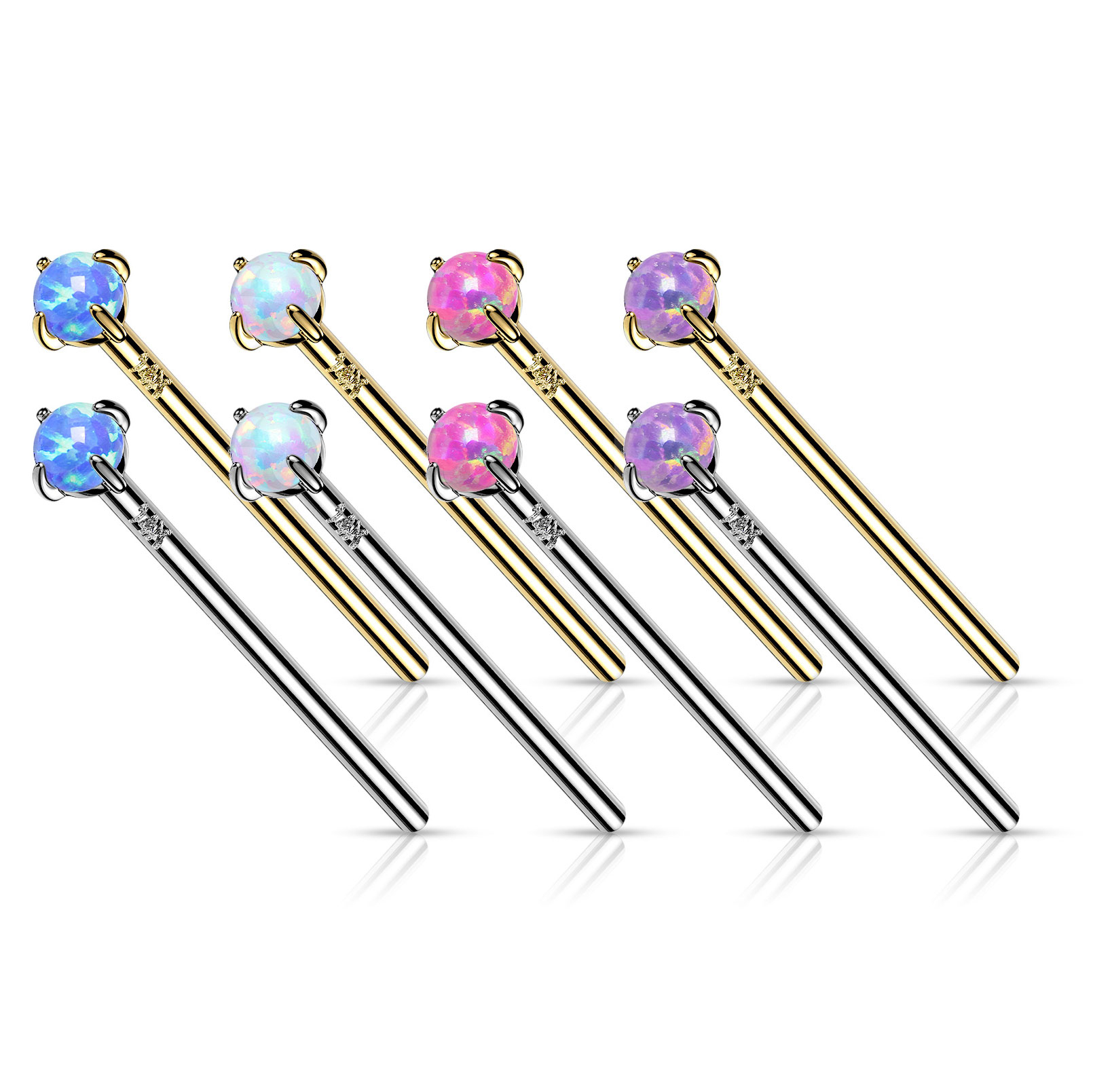 Fish tail auskaras į nosį iš 14k aukso su opalu