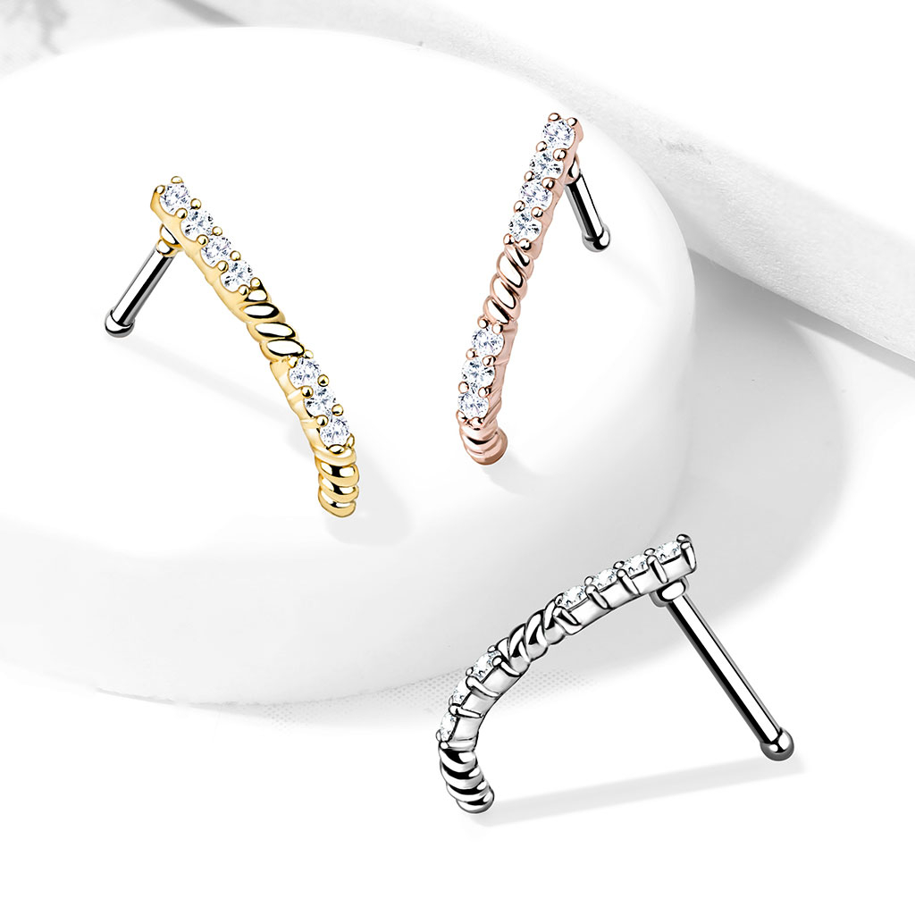 Kristalais grįstas auskaras į nosį