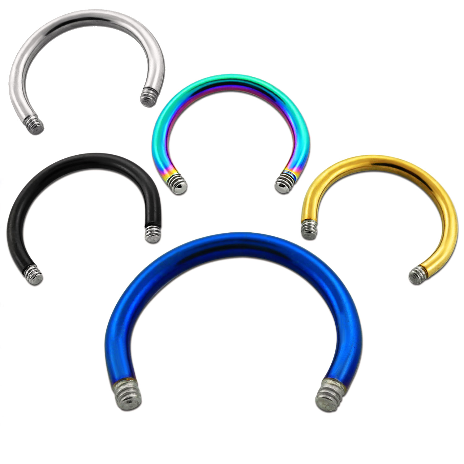 Įvairių dydžių pasagos formos auskaras