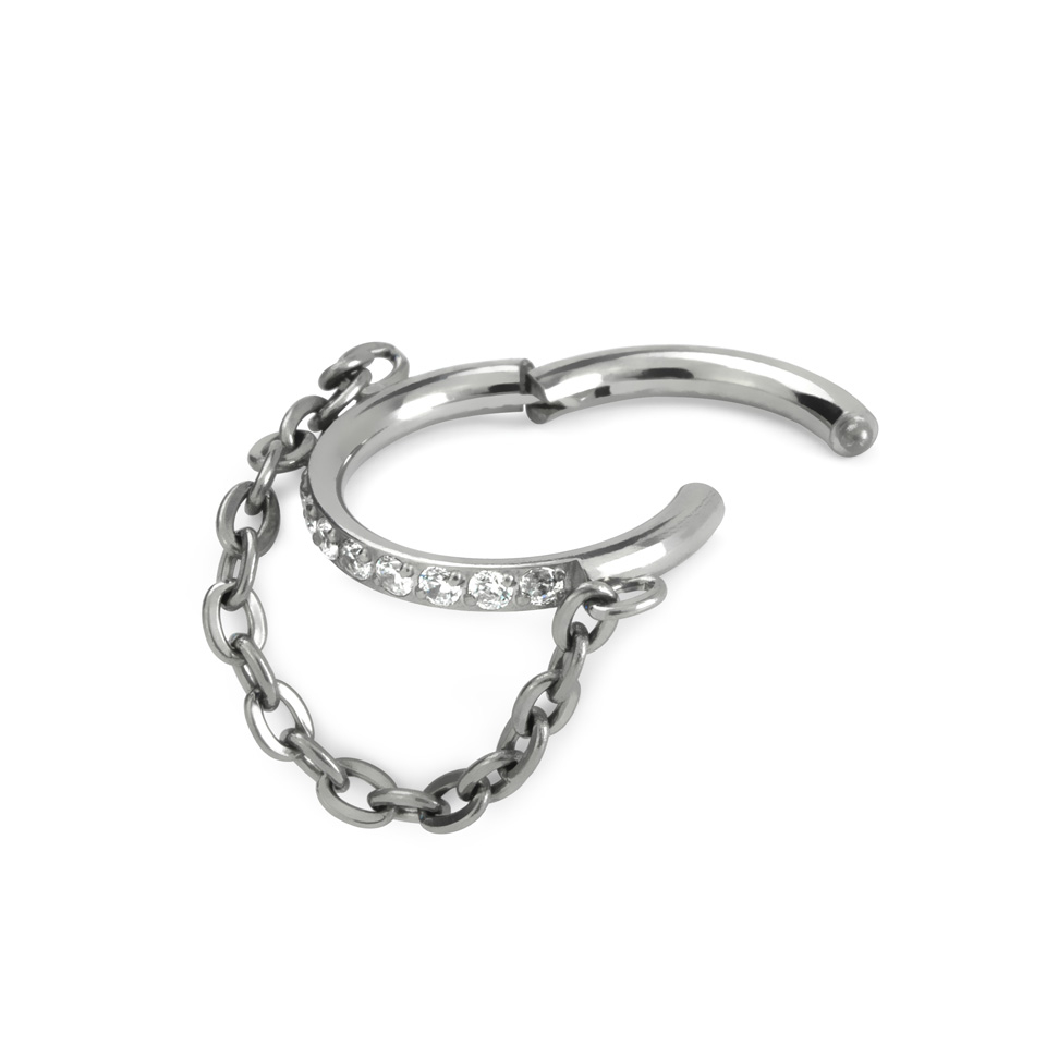 Jeweled hinged ring with chains