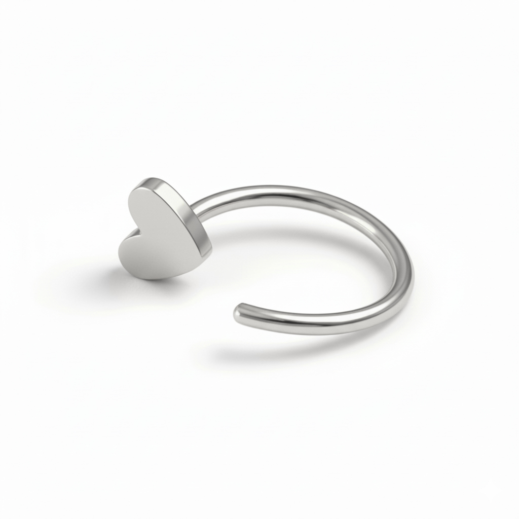 Širdies formos titano atviras žiedas