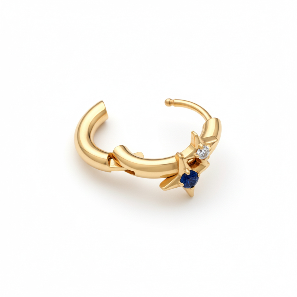 Titano žiedas su dviem žvaigždėmis