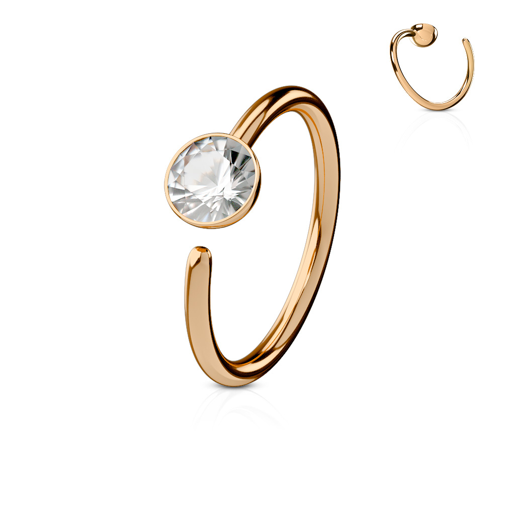 Žiedinis auskaras su fiksuotu kristalu