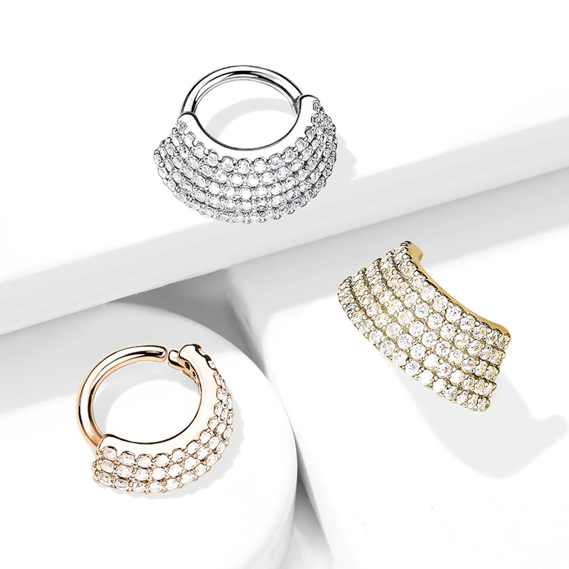 Layered ring with gemstones
